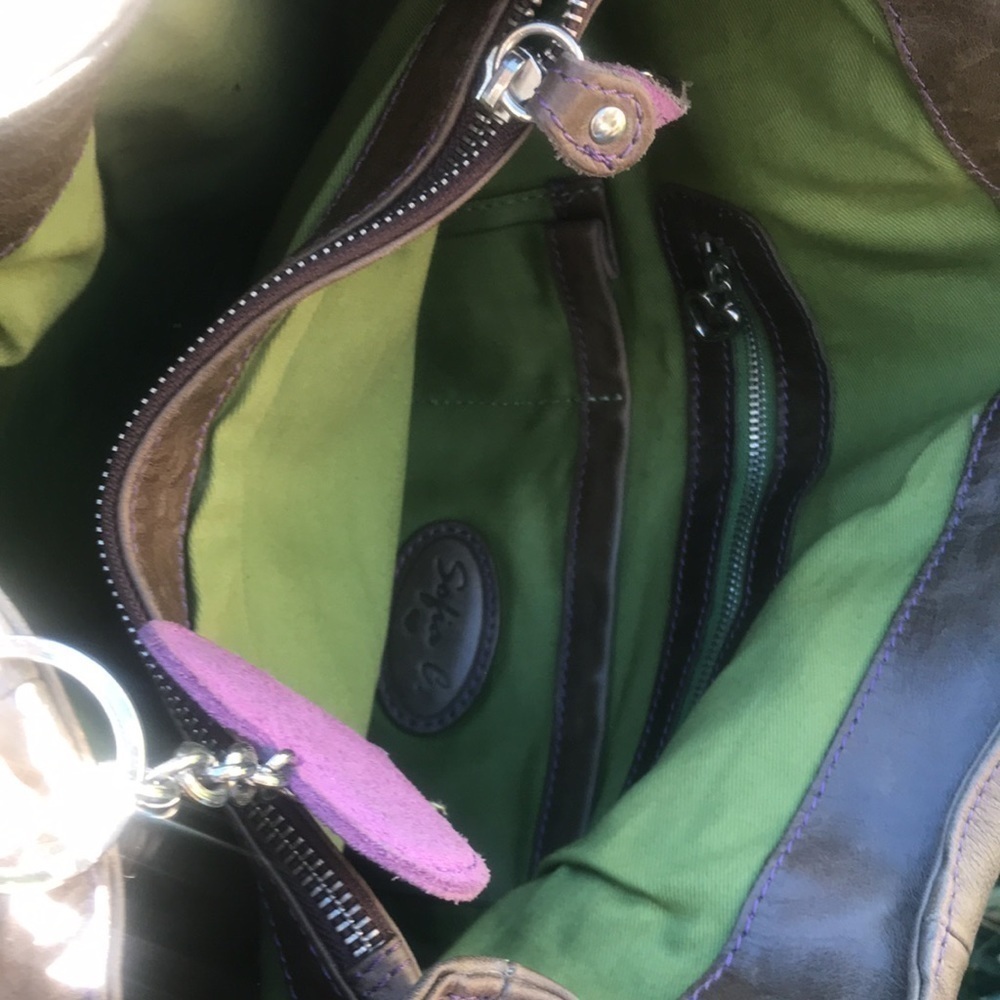 Sofia C Leather Bag Satchel Hobo Boho Shoulder Ba… - image 4